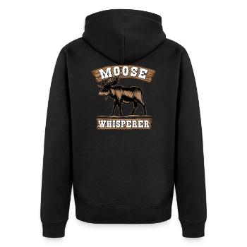 Moose Whisperer - Skandinavien Wildnis Natur - Unisex Premium Bio Zip Hoodie - Schwarz - Hinten - Nico (187cm)