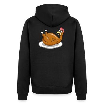 Huhn Braten Backen - Unisex Premium Bio Zip Hoodie - Schwarz - Hinten - Nico (187cm)