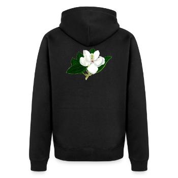Magnolie - Unisex Premium Bio Zip Hoodie - Schwarz - Hinten - Nico (187cm)