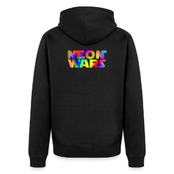 neon wars - Unisex Premium Bio Zip Hoodie - Schwarz - Hinten - Nico (187cm)