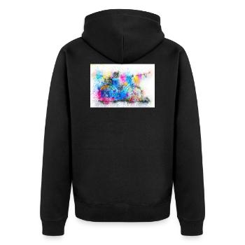 aquarelles Fahrrad - Unisex Premium Bio Zip Hoodie - Schwarz - Hinten - Nico (187cm)