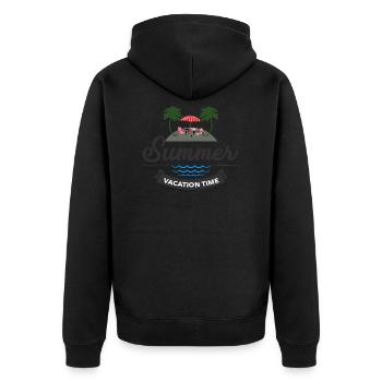 Summer Vacation Time - Unisex Premium Bio Zip Hoodie - Schwarz - Hinten - Nico (187cm)