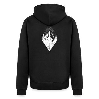 Wandern in den Bergen oder Klettern Geschenk - Unisex Premium Bio Zip Hoodie - Schwarz - Hinten - Nico (187cm)