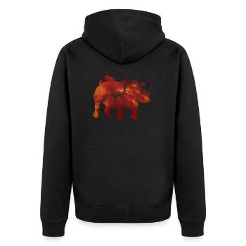 Space rhino - Unisex Premium Organic Zip Hoodie - black - Back - Nico (187cm)