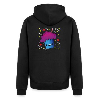 Cartoon Muffin Herz und Sterne T Shirt - Unisex Premium Bio Zip Hoodie - Schwarz - Hinten - Nico (187cm)