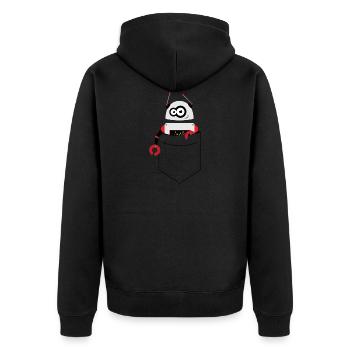 Robot mignon dans la poche, poche de chemise imprimée - Veste à capuche bio Premium Unisexe - noir - Dos - Nico (187cm)