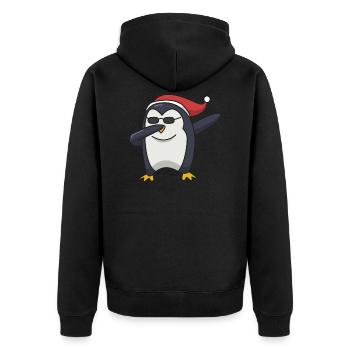 Pinguin dabbing Weihnachten Geschenk Hip Hop cool - Unisex Premium Bio Zip Hoodie - Schwarz - Hinten - Nico (187cm)