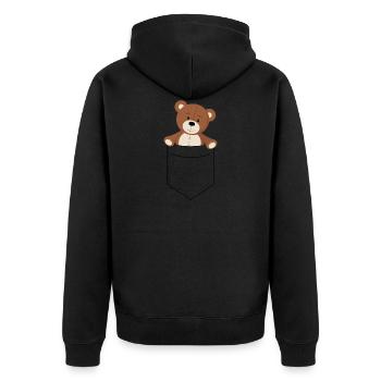 joli nounours dans la poche, poche de chemise imprimée - Veste à capuche bio Premium Unisexe - noir - Dos - Nico (187cm)