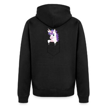 licorne mignonne dans la poche, poche de chemise imprimée - Veste à capuche bio Premium Unisexe - noir - Dos - Nico (187cm)