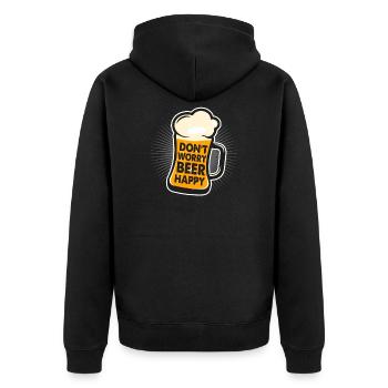 Bier Beer Trinkspruch Geschenk Alkohol - Unisex Premium Bio Zip Hoodie - Schwarz - Hinten - Nico (187cm)