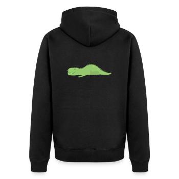 Schlafender Dinosaurier - Unisex Premium Bio Zip Hoodie - Schwarz - Hinten - Nico (187cm)