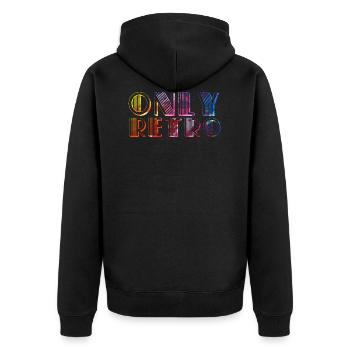 Only retro - Unisex Premium Bio Zip Hoodie - Schwarz - Hinten - Nico (187cm)