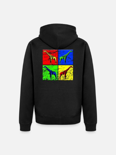 giraffe - Unisex Premium Organic Zip Hoodie - black