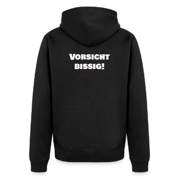 Méfiez-vous des cadeaux accrocheurs Dictons drôles - Veste à capuche bio Premium Unisexe - noir - Dos - Nico (187cm)