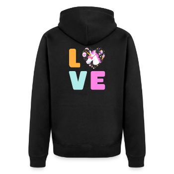 Unicorn love - Unisex Premium Organic Zip Hoodie - black - Back - Nico (187cm)