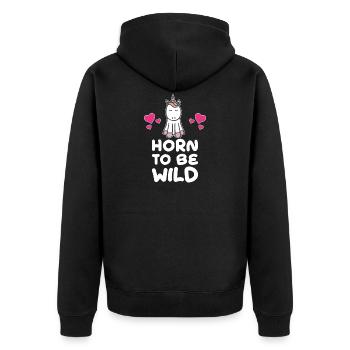 Einhorn - Unisex Premium Bio Zip Hoodie - Schwarz - Hinten - Nico (187cm)