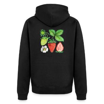 Erdbeeren - Unisex Premium Bio Zip Hoodie - Schwarz - Hinten - Nico (187cm)