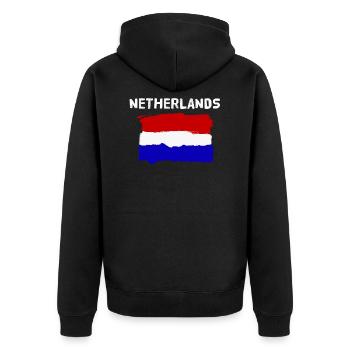 Bannière de dessin animé de drapeau néerlandais néerlandais - Veste à capuche bio Premium Unisexe - noir - Dos - Nico (187cm)
