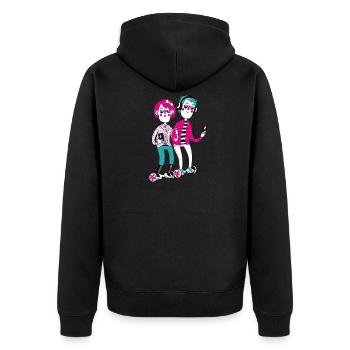 digitization - Unisex Premium Organic Zip Hoodie - black - Back - Nico (187cm)
