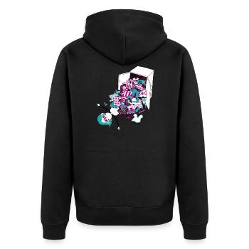 Überfluss - Unisex Premium Bio Zip Hoodie - Schwarz - Hinten - Nico (187cm)