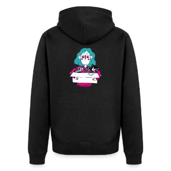 Flohmarkt - Unisex Premium Bio Zip Hoodie - Schwarz - Hinten - Nico (187cm)