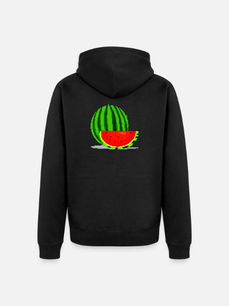 Melone Pixel Art - Felpa con cappuccio ecologica premium unisex - nero