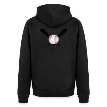 Baseball with baseball bat over cross - Unisex Premium Organic Zip Hoodie - black - Back - Nico (187cm)