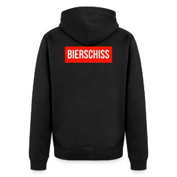 lustiges Design, Bierschiss - Unisex Premium Bio Zip Hoodie - Schwarz - Hinten - Nico (187cm)