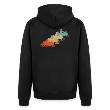 Retro Vintage Style Snowmobile Snowmobile - Unisex Premium Organic Zip Hoodie - black - Back - Nico (187cm)
