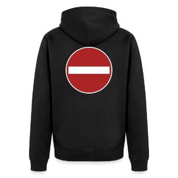 Einfahrt verboten! - Unisex Premium Bio Zip Hoodie - Schwarz - Hinten - Nico (187cm)
