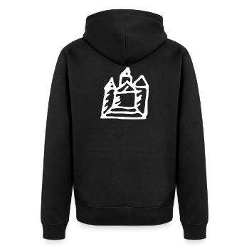 Castle (white) - Unisex Premium Organic Zip Hoodie - black - Back - Nico (187cm)