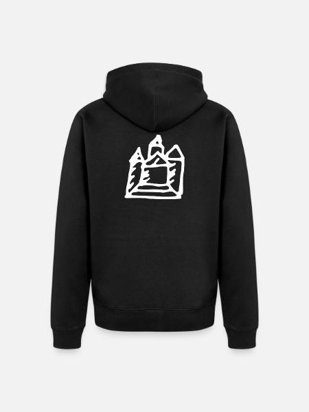 Castle (white) - Unisex Premium Organic Zip Hoodie - black