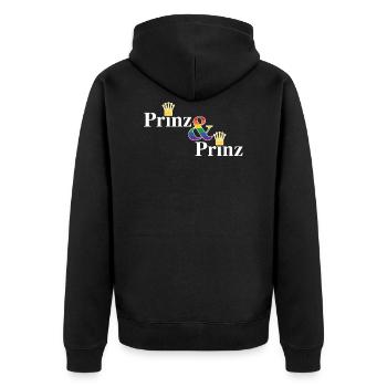 Prinz & Prinz 2 - Unisex Premium Bio Zip Hoodie - Schwarz - Hinten - Nico (187cm)