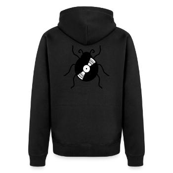 vinyl platte musik party dj disko club auflegen ma - Unisex Premium Bio Zip Hoodie - Schwarz - Hinten - Nico (187cm)