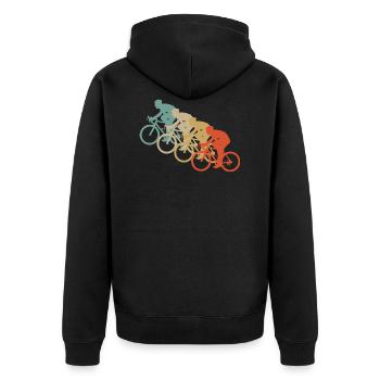 Retro Vintage Style Bicycle Cycling Two Wheel Sport - Unisex Premium Organic Zip Hoodie - black - Back - Nico (187cm)