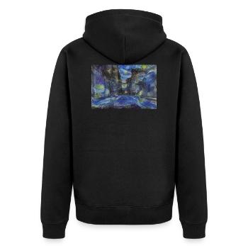 Italian city at night - Unisex Premium Organic Zip Hoodie - black - Back - Nico (187cm)