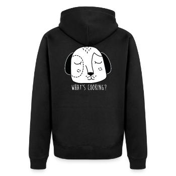 Visage de chien de dessin animé avec dire - Veste à capuche bio Premium Unisexe - noir - Dos - Nico (187cm)