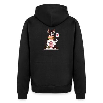 Kühe Cartoon Comic Kuh - Unisex Premium Bio Zip Hoodie - Schwarz - Hinten - Nico (187cm)
