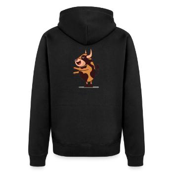 Kuh Kühe Cartoon Comic - Unisex Premium Bio Zip Hoodie - Schwarz - Hinten - Nico (187cm)