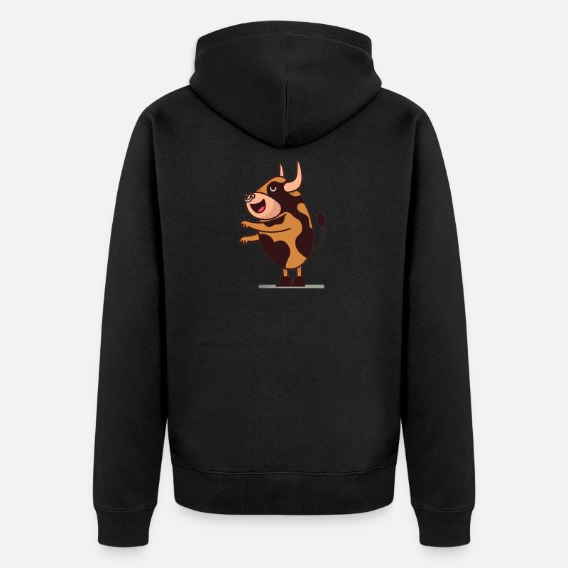 Kuh Kühe Cartoon Comic - Unisex Premium Bio Zip Hoodie - Schwarz
