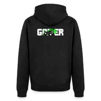 Gamer - Unisex Premium Bio Zip Hoodie - Schwarz - Hinten - Nico (187cm)