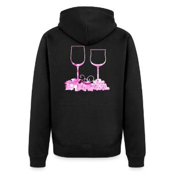 Wine glasses Grape vine leaf - Unisex Premium Organic Zip Hoodie - black - Back - Nico (187cm)
