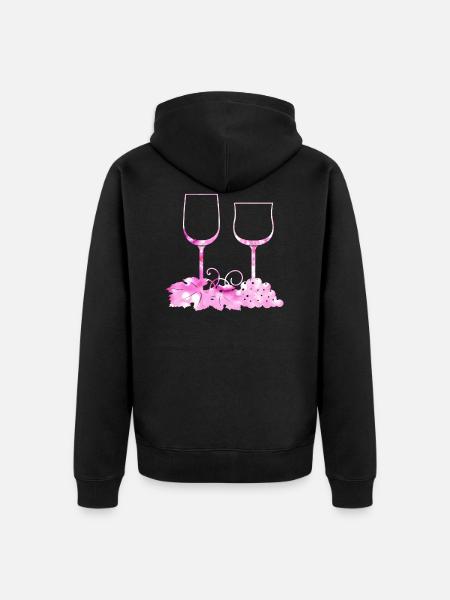 Wine glasses Grape vine leaf - Unisex Premium Organic Zip Hoodie - black