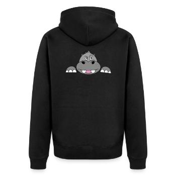 Schwangerschaft Hippo Flusspferd Nilpferd Geschenk - Unisex Premium Bio Zip Hoodie - Schwarz - Hinten - Nico (187cm)