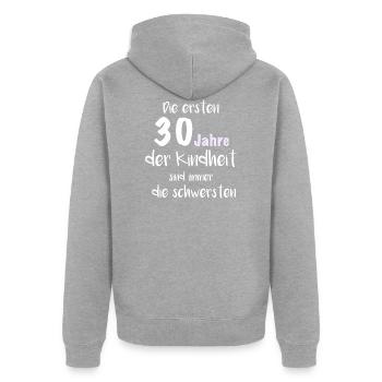 30. Geburtstag Shirt - Geschenk zum 30er - Unisex Premium Bio Zip Hoodie - Grau meliert - Hinten - Nico (187cm)
