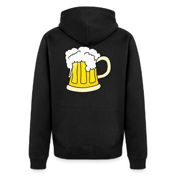 beer - Unisex Premium Organic Zip Hoodie - black - Back - Nico (187cm)