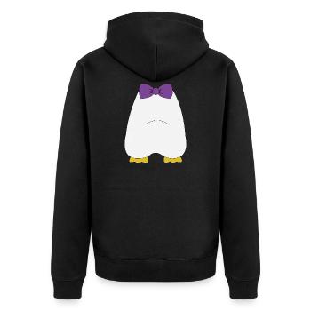 Halloween Kostüm Pinguin Tuxedo Geschenk JGA - Unisex Premium Bio Zip Hoodie - Schwarz - Hinten - Nico (187cm)
