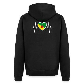 Französisch-Guayana Flagge Guyane Geschenk - Unisex Premium Bio Zip Hoodie - Schwarz - Hinten - Nico (187cm)