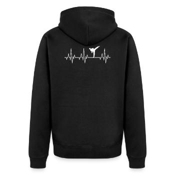 Heartbeat ECG Karate Martial Arts - Unisex Premium Organic Zip Hoodie - black - Back - Nico (187cm)