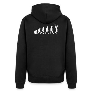 Evolution Golf Golfer Golfspieler Golfplatz - Unisex Premium Bio Zip Hoodie - Schwarz - Hinten - Nico (187cm)